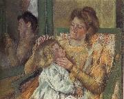 Mother doing up daughter-s hair Mary Cassatt